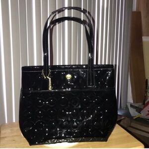 Coach Black Patent Leather Tote